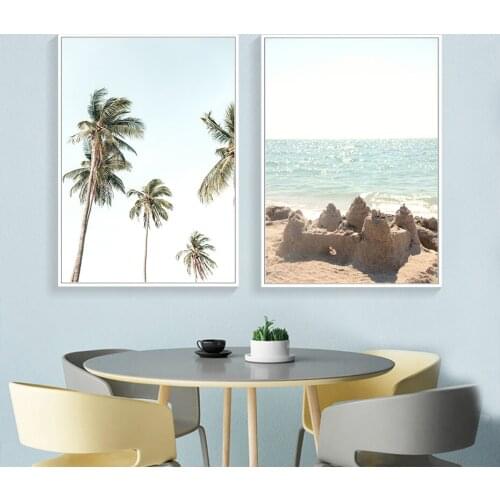 Modern Seascape Beach Pictures Canvas Painting Palm Tree Wall Art Poster Print Gallery For Living Room Interior Home Decor