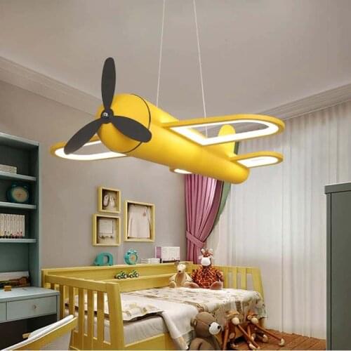 2021 Modern led chandeliers light airplane blue yellow lights for children room kids baby boys lighting home chandelier lamp