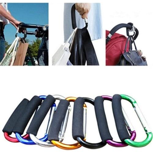 Aluminium Baby Stroller Hooks High Quality Button Carabiner Shopping Bags Carriage Hooks Pushchair Pram Bags Carrier Hook Clip