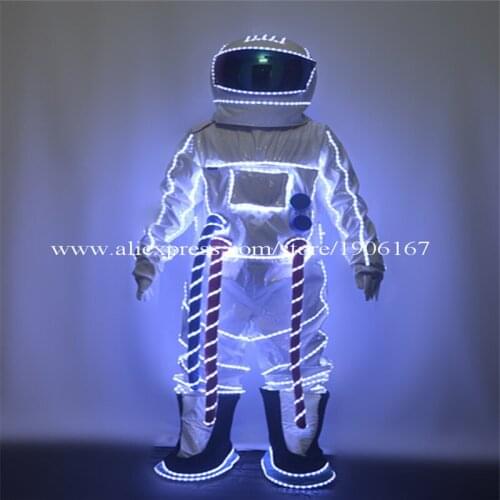 LED Astronaut Clothing Luminous Costumes LED Space Suits Clothes Stage Show Men led Lighting Dance Party Cosplay Clothes