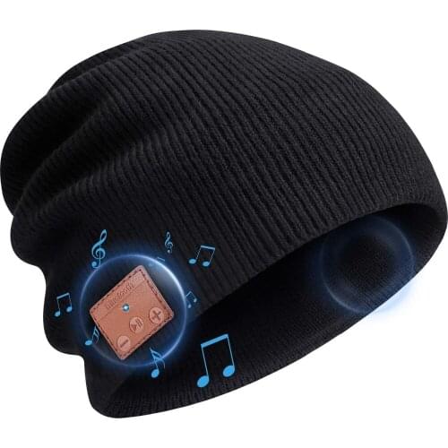 Unisex Knit Bluetooth Beanie Winter Music Hat w/Built-in Stereo Speaker Unique Christmas Tech Gifts for Stocking