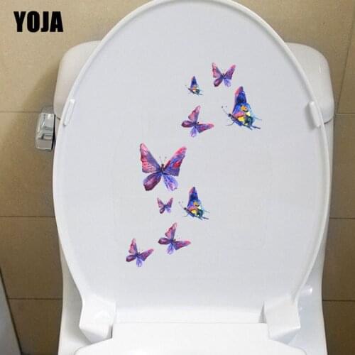 YOJA 14.6X23.7CM Pattern Butterflies Wall Sticker Toilet Decal Home Kids Room Decor Modern Cartoon T3-1304