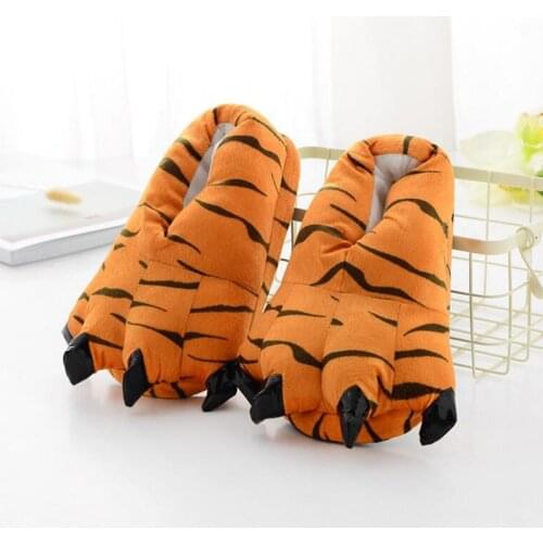Women Cartoon Cotton Comfortable Slippers Cute Claws Funny Warm Slides Winter Indoor Home Shoes Animal Bedroom Plush Flip Flops