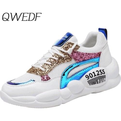 2019 New Thick soled Mesh Casual Women Shoes Woman Sneakers Breathable Walking Platform Ladies female Chaussures Schoenen K7-48