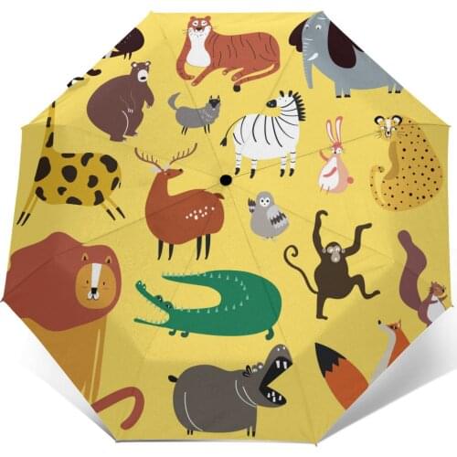 Sunny Umbrella Cute Wild Animals Automatic folding portable men women umbrella Sunscreen rain Windproof beach parasol