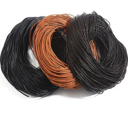 1.5 2 2.5 3 4 5 6mm Genuine Cow Leather Round Stretch Thread Cord Coil Wire DIY Bracelet Findings Rope String For Jewelry Making