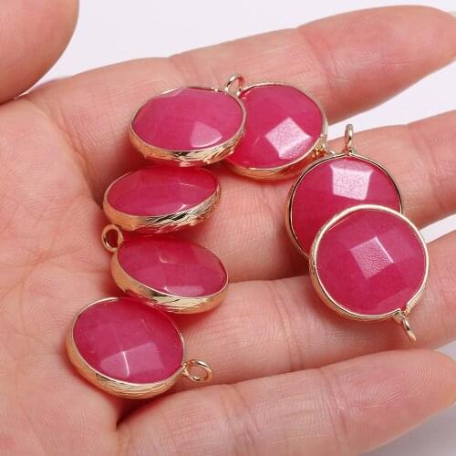 2 Pcs Wholesale Natural Stone Pendant Round Faceted Pendant for Jewelry Making Diy Earring Necklace Accessories 17x20mm