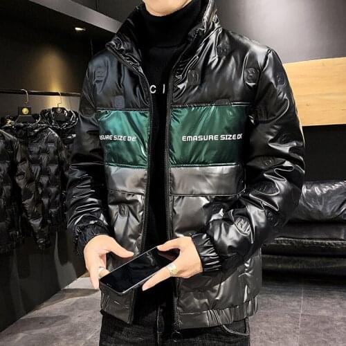 2021 Top Grade Winter White Duck Down Jacket Parka Casual Mens Shiny Short Stand-Up Collar Down Coats Youth Streetwear Clothing