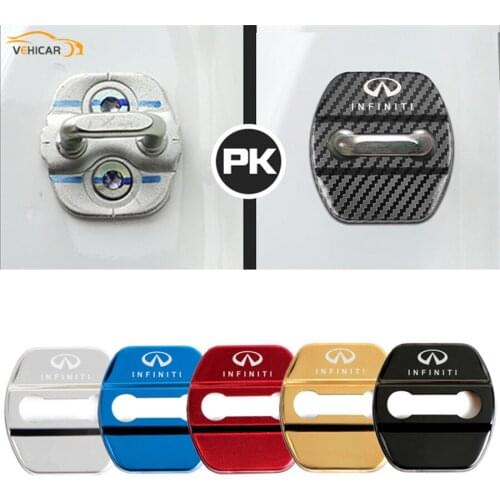 VEHICAR 4PCS Stainless Steel Car Door Lock Cover Badge Sticker for Infiniti ESQ QX Auto Lock Protector Accessories Decoration