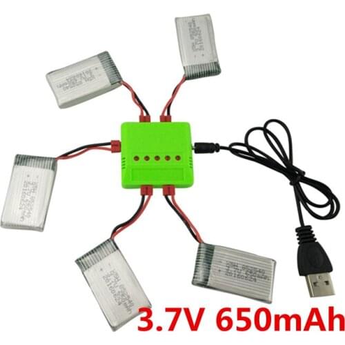 5PCS/Lot 3.7V 650mAh lithium battery and Charger for SYMA X5HW X5HC Quadcopter accessories remote control toy parts