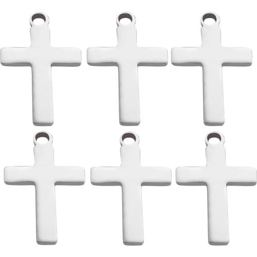 50Pcs/Lot Stainless Steel Cross Bracelet Connectors Bracelet Charms Pendant DIY Necklace Jewelry Making Accessories