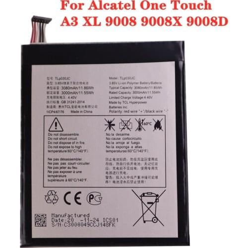 For Alcatel One Touch A3 XL 9008 9008X 9008D Phone Battery TLP030JC 3000mAh High Quality Replacement Batteries