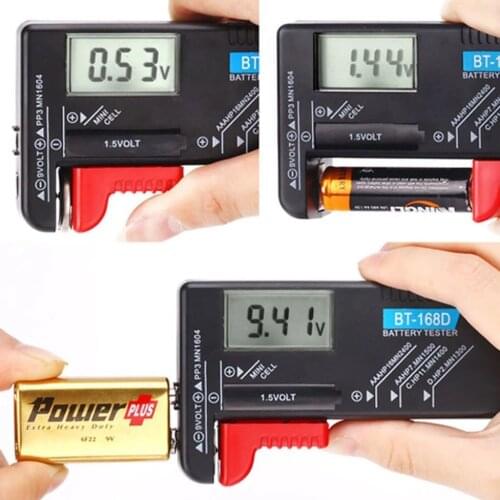 BT-168D LCD Digital Display Voltage Tester Test Battery Power Tester Detector for AA/AAA/C/D/9V/1.5V