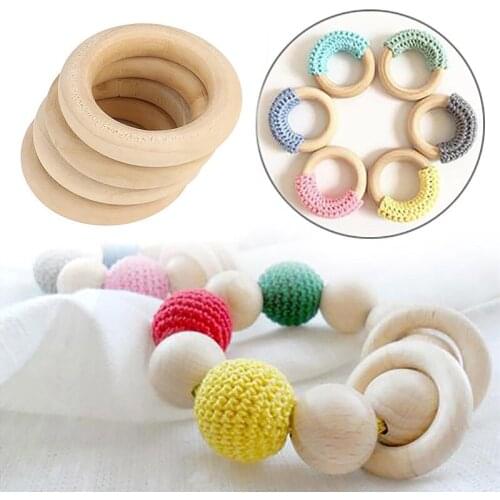 Natural Color Wood Circle DIY Crafts Embellishment Jewelry Making Baby Teething Wooden Ring Kids Toy Ornaments Accessories