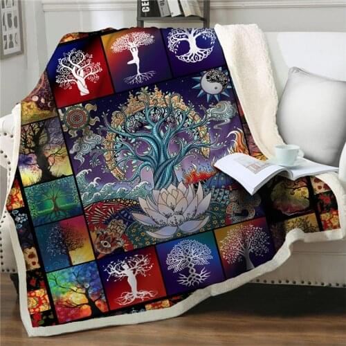 3D tree printed Fleece Blanket on Bed Sofa Home Textiles Thicken warm rug bedding Quilt cover Bedspread Sherpa easy wash Blanket