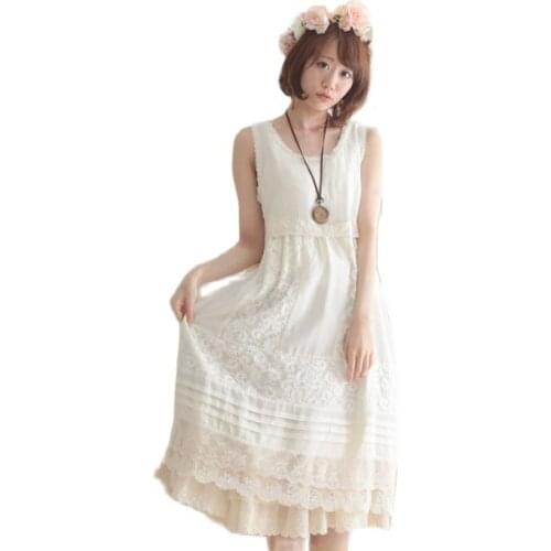 Cotton lace sweet bohemian vestidos tunique femme harajuku gothic patchwork pin up moda mujer mori girl lolita fall summer dress