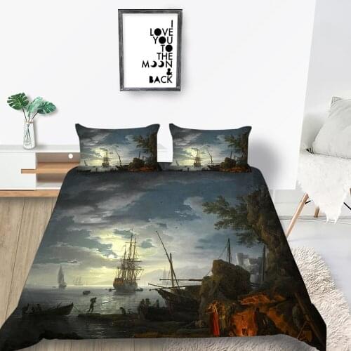 Industrial Age Bedding Set Artistic Retro Style Duvet Cover Transportation Single Double Full Twin Queen King Bed Set High End