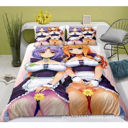 Sexy Anime Cute Girls Bedding Sets Full King Twin Queen King Size Bed Duvet Cover Set And Pillowcase Comforter Bedding Custom