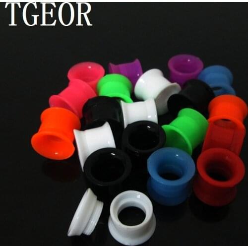 NICE piercing jewelry 1 pair mixed gauges and colors ear expander acrylic double flare internally thread ear tunnels