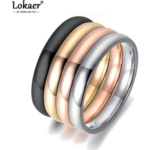 Lokaer 4pcs A Set Of 4 Colors Thin Stacking Ring Trendy 2mm Spiral Individual Stacking Stainless Steel Rings For Women R19161