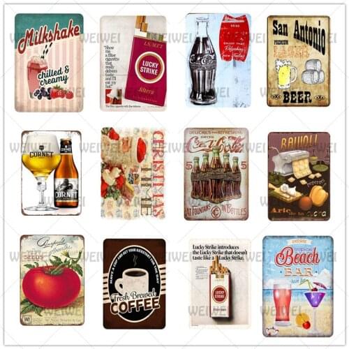 Bar Beverage Metal Sign Home Decoration Tin Plate Wall Art Picture for Room Decoration Poster Iron Sign Dessert Food Tin Plate