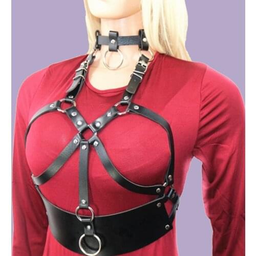 Fashion Punk Bra Harness women Sexy Leather Body Bondage Adjustable Slim Chest Straps Garter Waist Belts Suspenders
