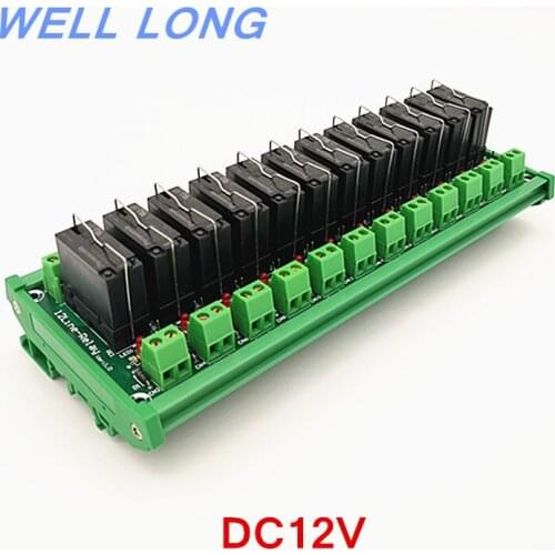 DIN Rail Mount 12 DPDT 5A Power Relay Interface Module, JW2SN-DC12V Relay