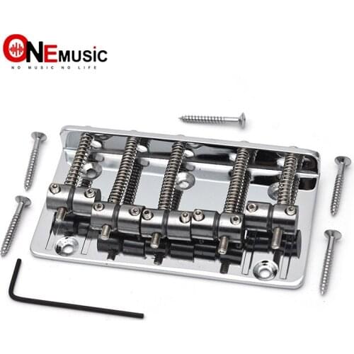 A Set Left handed 5 String Flat Saddle Single Tremolo Bridge System for Electric Guitar Chrome Black