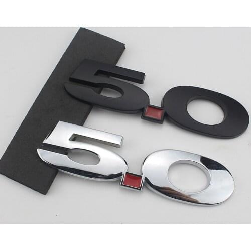 2 Pcs 3D Metal 5.0 Emblem Universal Badge Logo Car Body Side Fender Trim Sticker for Ford Mustang 2015 2016 2017 All Cars
