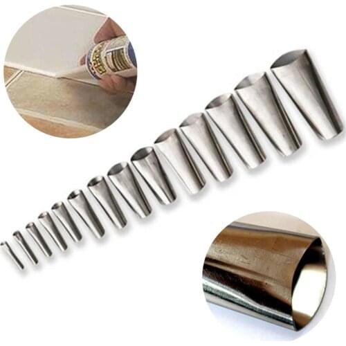 14pcs Stainless Steel Sealant Nozzle Glue Remover Scraper Caulking Nozzle Kit Tools Home Kitchen Gadgets And Accessories