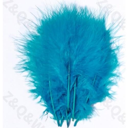 Natural 10-15CM Turkey Full Down Feather 4-6 Inch Dyed Hole Blue 100-500 DIY Decoration Crafts Decoration Accessories