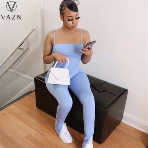 VAZN 2021 New Fresh Clear Sexy Young Sweet Slid Spaghetti Strap Europe And America Skinny Joker Women Pencil Jumpsuits