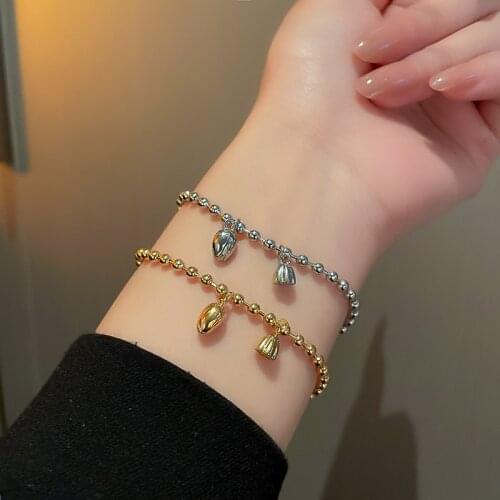 New Titanium Steel Korean Fashion Lotus Root Bracelet Necklace Sets Gold Color Simple Working Temperament Female Jewelry Gifts