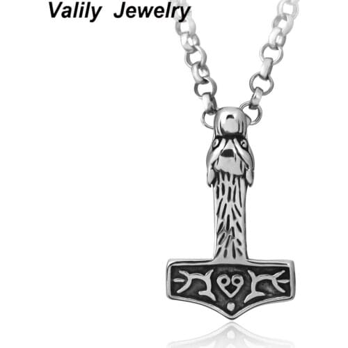 EdgLifU Stainless steel pendant necklace Men Punk Biker Black Wolf thor precision design Necklace gift for friendship