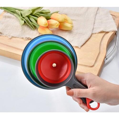 Wide Mouth Silicone Foldable Funnel Liquid Filling Funnel for Oil Jam Spice Package Telscopic 3Pcs/set Funnel Kitchen Tools