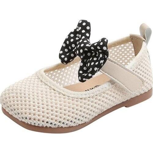 Spring Autumn Bowknot Hollow Girls Single Shoes Children Small Shoes Mesh Breathable Slip-on Toddler Summer Shoes