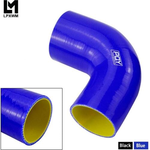 2.5\"-3\" 63mm-76mm 90 Degree Elbow Reducer Silicone Hose Pipe Turbo Intake Blue or Black with inner yellow SH9025030