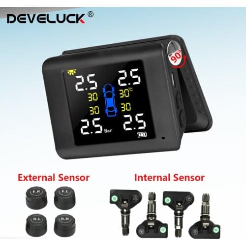 TPMS Car Tire Pressure Monitoring Intelligent System Solar Power Big LED Display Built-in/External Sensor Tire Pressure Alarm