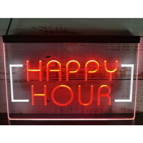 SS171 Happy Hour Bar Beer Ale Dual Color LED Neon Sign