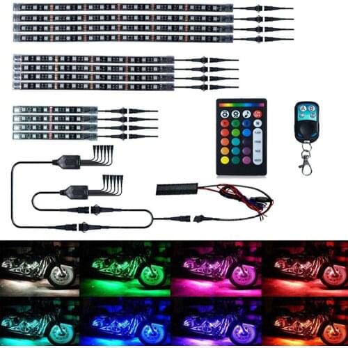 Led Motorcycle Decorative Lamp Strip Ambient Light With 1-12 Brake Voice Control Function Motorcycle Atmosphere Decorative Lamp
