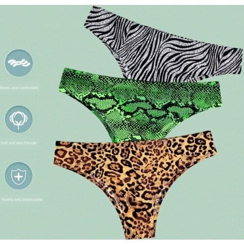 Print Women Thongs and G-String Seamless Panties Sexy Leopard Lingerie Female Underwear Tangas Breathable EU Size Large Size
