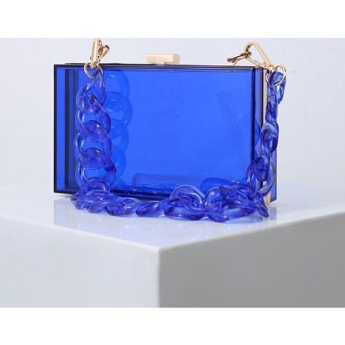 Women Royal Blue Bag Fashion Jelly Clutch Purses and Handbags Luxury Designer Candy Color Acrylic Mini Crossbody Shoulder Bag