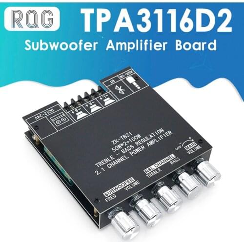 ZK-TB21 TPA3116D2 Bluetooth 5.0 Subwoofer Amplifier Board 50WX2+100W 2.1 Channel Power Audio Stereo Amplifier Board Bass AMP