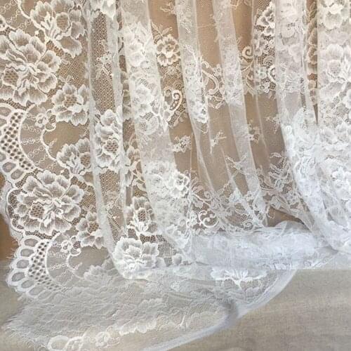 NEW 1.5*3m=1 piece France skin-friendly eyelash lace fabric DIY Sewing wedding dress skirt veil stitching material C0257