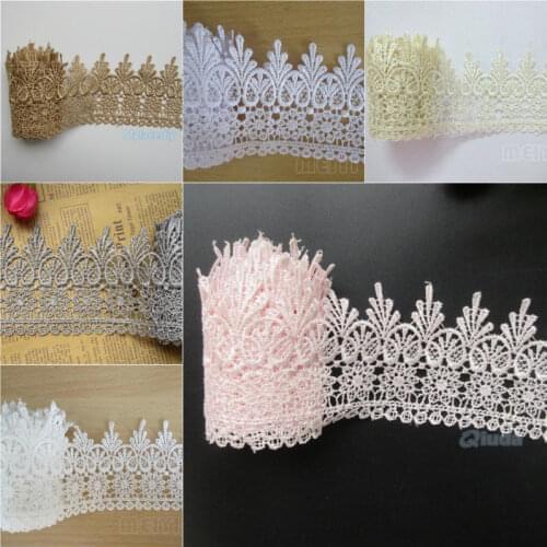 1 Yard 90mm Polyester Flower Lace Trim Ribbon Fabric Embroidered Applique Sewing Craft Crochet Wedding Dress Clothes Gift