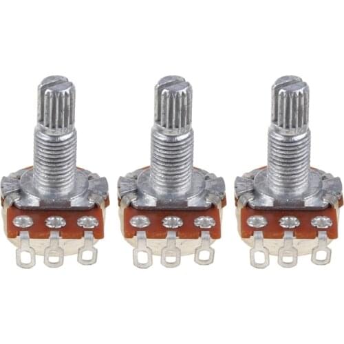 3 Pcs B 250 k Guitar Split Shaft Potentiometer Pots Audio Tone Control Switch
