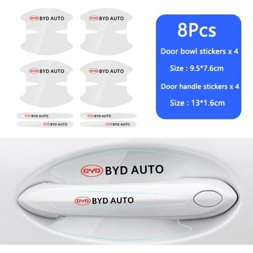 4Pcs Invisible Car Door Bowl Handle Protector Stickers For BYD S3 S7 L3 S6 E6 E5 G5 G6 F3 F0 G3 G3R I3 F3R BN-02