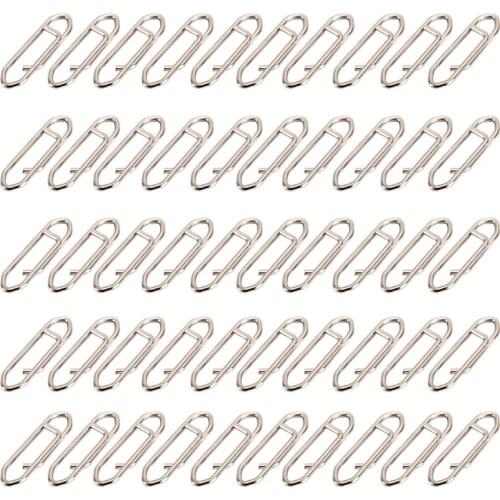 50 Pcs/Pack Powerful Stainless Steel Fishing Fast Link Clips Lock Snaps Quick Lure Change Connector for Freshwater