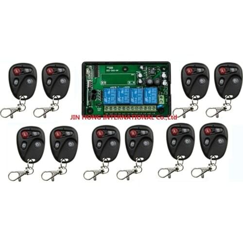 AC 110V 220V 240V RF 4CH Voltage Multi-Function Wireless Remote Control and Receiver Smart home & 10pcs remote & 1pcs receiver