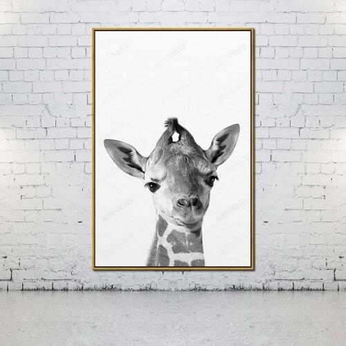 Artcozy Oil Canvas Painting white and black animal deer For Home Decoration Wall Art